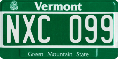 VT license plate NXC099
