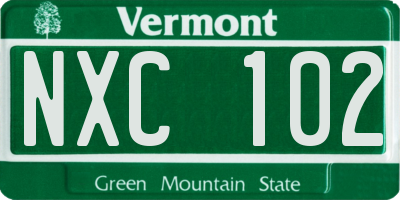 VT license plate NXC102