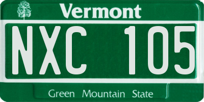 VT license plate NXC105