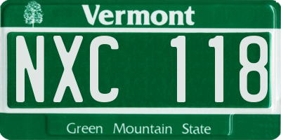 VT license plate NXC118