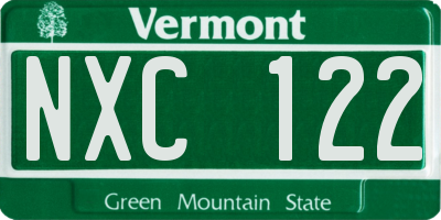 VT license plate NXC122
