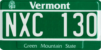 VT license plate NXC130
