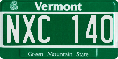 VT license plate NXC140