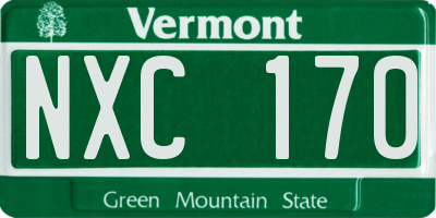 VT license plate NXC170