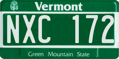 VT license plate NXC172