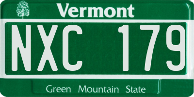 VT license plate NXC179
