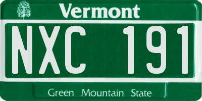 VT license plate NXC191