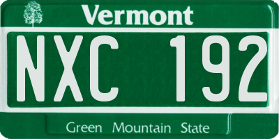 VT license plate NXC192