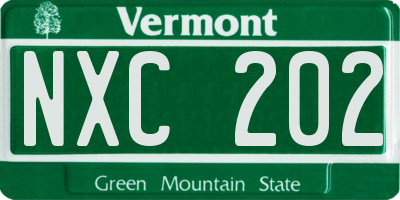 VT license plate NXC202