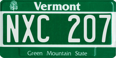 VT license plate NXC207