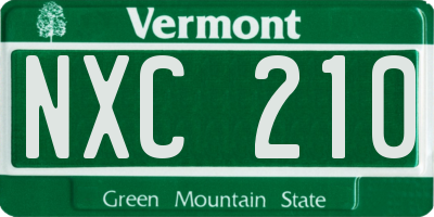 VT license plate NXC210