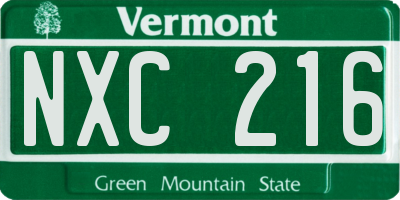 VT license plate NXC216