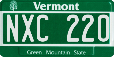VT license plate NXC220