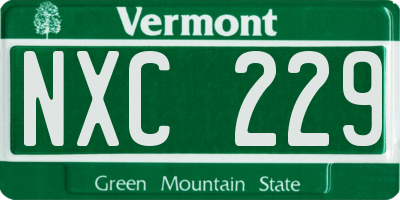 VT license plate NXC229