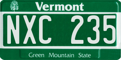 VT license plate NXC235