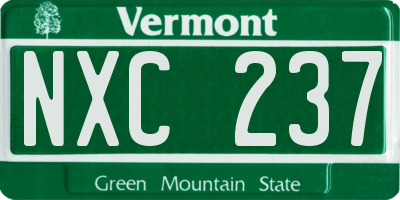 VT license plate NXC237