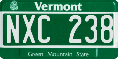 VT license plate NXC238