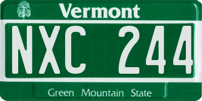 VT license plate NXC244