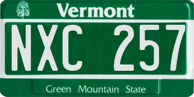 VT license plate NXC257