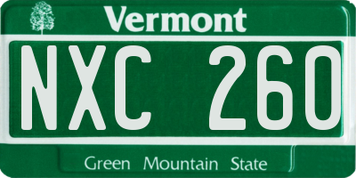 VT license plate NXC260