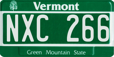 VT license plate NXC266