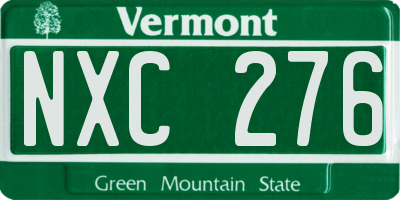 VT license plate NXC276