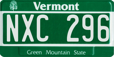 VT license plate NXC296