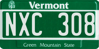 VT license plate NXC308