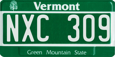 VT license plate NXC309