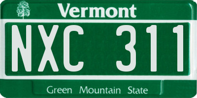 VT license plate NXC311