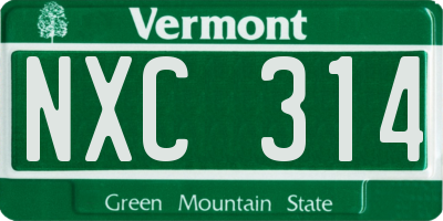 VT license plate NXC314
