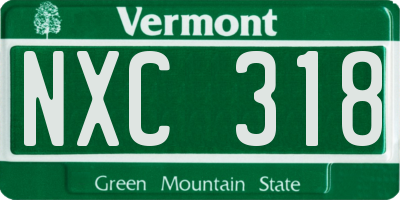 VT license plate NXC318