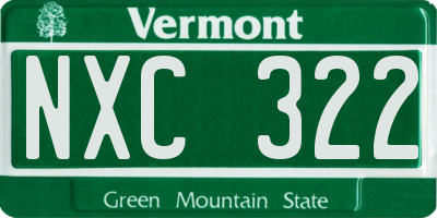 VT license plate NXC322