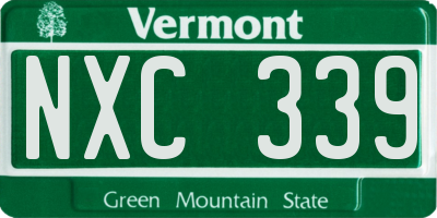 VT license plate NXC339
