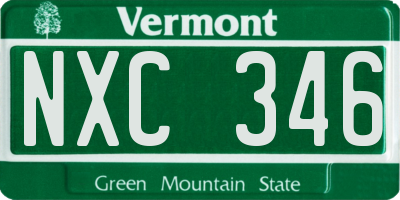 VT license plate NXC346
