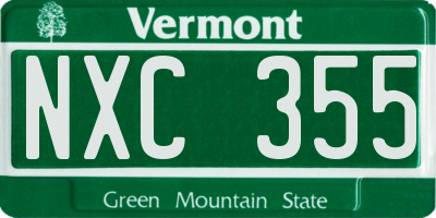 VT license plate NXC355