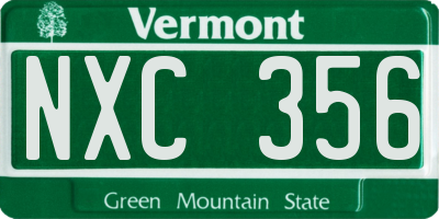 VT license plate NXC356