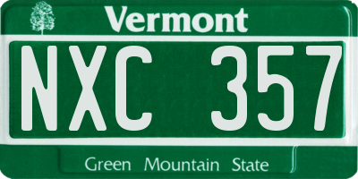VT license plate NXC357