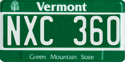 VT license plate NXC360