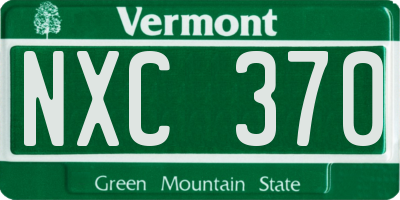 VT license plate NXC370