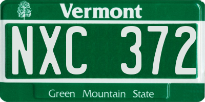 VT license plate NXC372