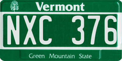 VT license plate NXC376