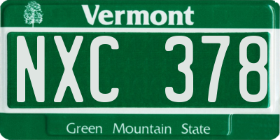 VT license plate NXC378