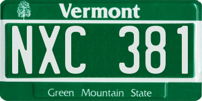 VT license plate NXC381