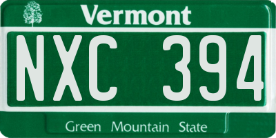 VT license plate NXC394