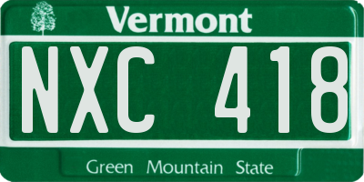 VT license plate NXC418
