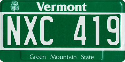 VT license plate NXC419