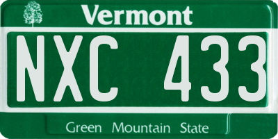 VT license plate NXC433