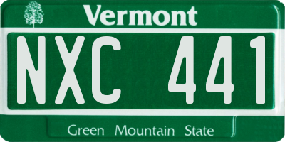 VT license plate NXC441