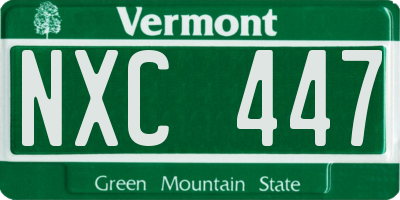 VT license plate NXC447